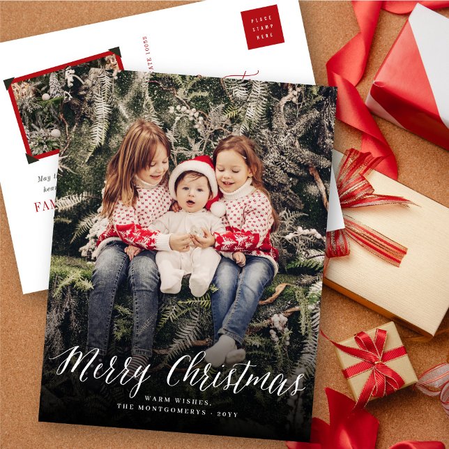 Cartes Pour Fêtes Annuelles Joyeux Noël Simple Script Modern Classic Photo (Créateur téléchargé)
