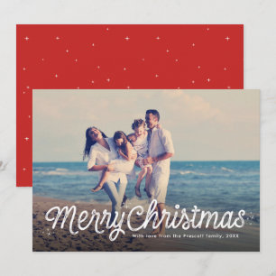 Cartes Pour Fêtes Annuelles Joyeux Noël simple script rétro une photo