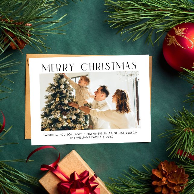 Cartes Pour Fêtes Annuelles Joyeux Noël simple une famille photo (Créateur téléchargé)
