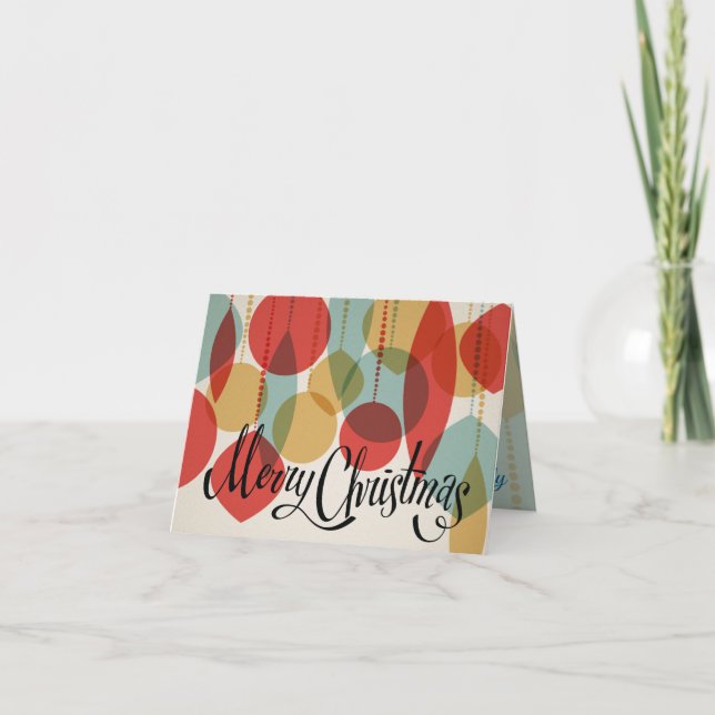 Cartes Pour Fêtes Annuelles Joyeux Noël Simplifié Ornements Rétro (Devant)