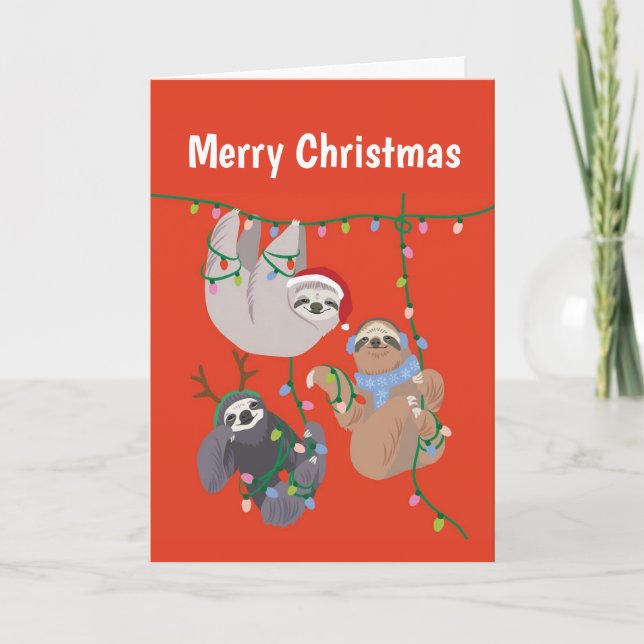 Cartes Pour Fêtes Annuelles Joyeux Noël Sloth (Devant)