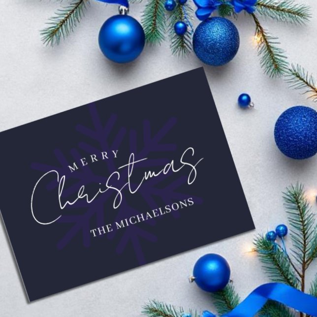 Cartes Pour Fêtes Annuelles Joyeux Noël Snowflake bleu marine (Créateur téléchargé)