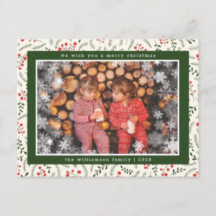 Cartes Pour Fêtes Annuelles Joyeux Noël Snowflakes Photo Holiday Card