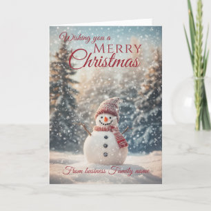 Cartes Pour Fêtes Annuelles Joyeux Noël Snowman Entreprise Nom de famille