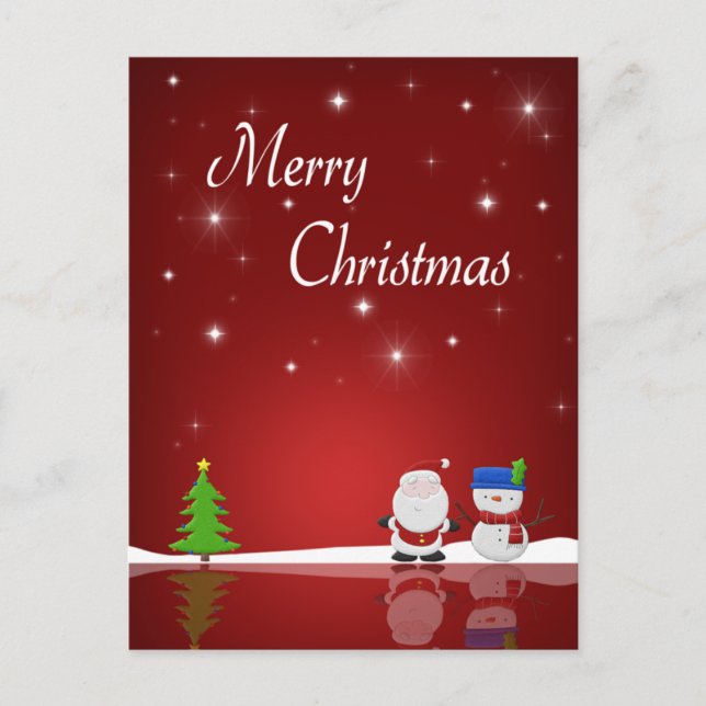 Cartes Pour Fêtes Annuelles Joyeux Noël Snowman et Père Noël Holiday (Devant)