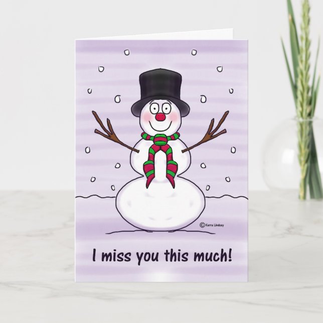 Cartes Pour Fêtes Annuelles Joyeux Noël Snowman Funny Humour Miss You (Devant)