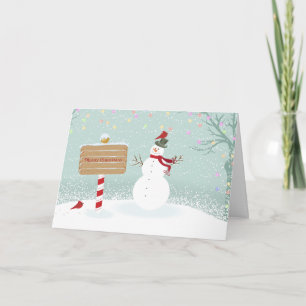 Cartes Pour Fêtes Annuelles Joyeux Noël Snowman hiver Scène Noël Fêtes