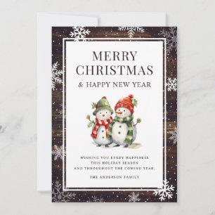 Cartes Pour Fêtes Annuelles Joyeux Noël Snowman Russe Flocon de neige en bois