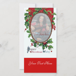 CARTES POUR FÊTES ANNUELLES JOYEUX NOËL SOUHAITE AVEC HOLLY BERRIES