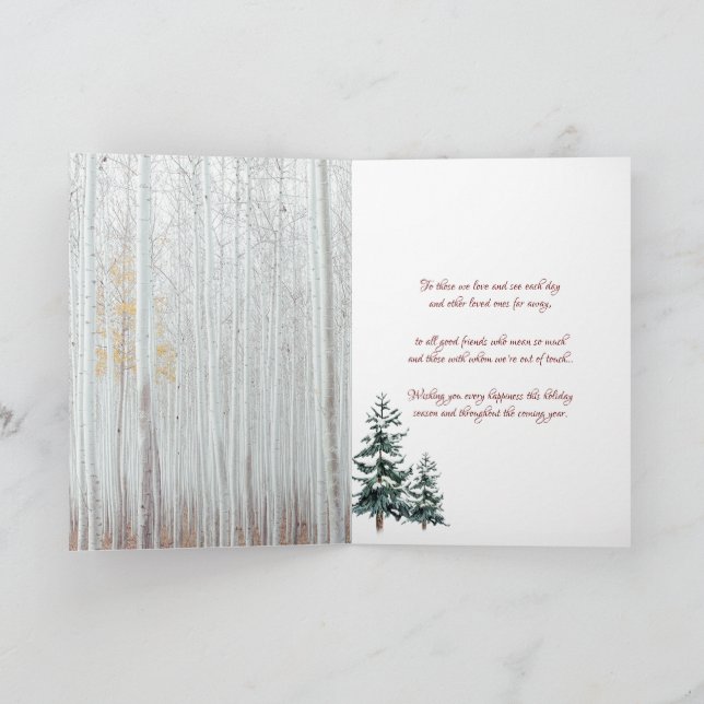 Cartes Pour Fêtes Annuelles Joyeux Noël Sparkle Snowflakes Pine Trees (Intérieur)