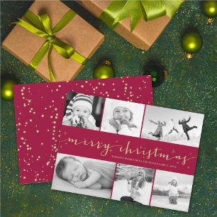 Cartes Pour Fêtes Annuelles Joyeux Noël Stars Maroon Band 6 Photo Collage
