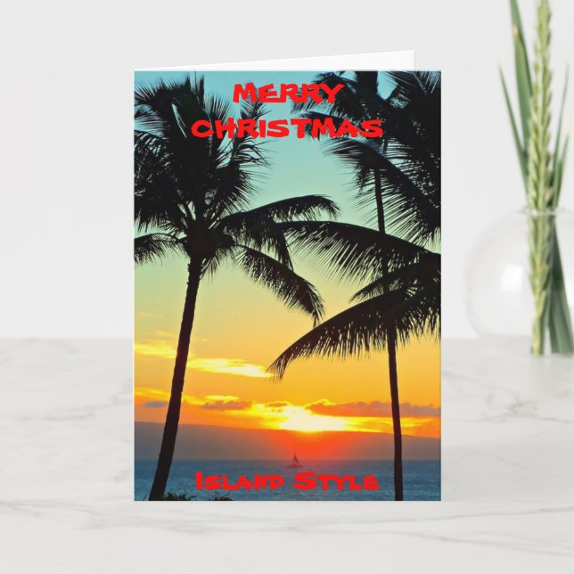 CARTES POUR FÊTES ANNUELLES JOYEUX NOËL STYLE" HAWAÏ "D'ÎLE (Devant)