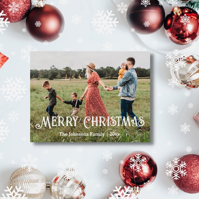 Cartes Pour Fêtes Annuelles joyeux noël style typographie blanche photo (Créateur téléchargé)