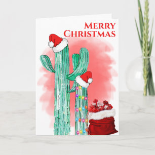 Cartes Pour Fêtes Annuelles Joyeux Noël Sud-Ouest Saguaro Cactus