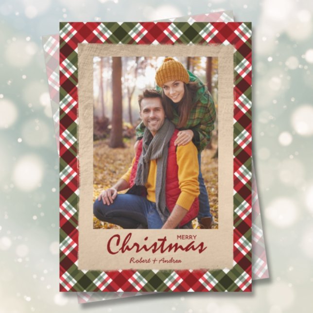 Cartes Pour Fêtes Annuelles Joyeux Noël sur Plaid (Créateur téléchargé)