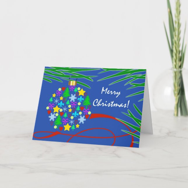 Cartes Pour Fêtes Annuelles Joyeux Noël, Symboles de Fêtes Ornement (Devant)