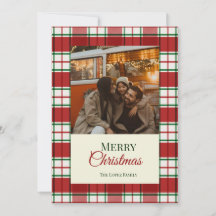 Joyeux Noël Tartan à carreaux rouge et blanc Fêtes