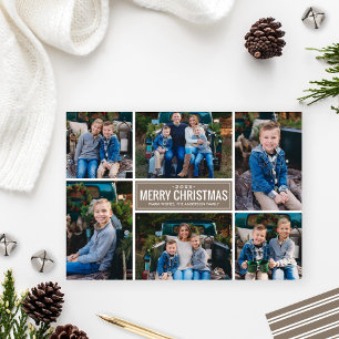Cartes Pour Fêtes Annuelles Joyeux Noël Taupe Gris Photo Collage