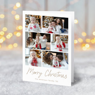 Cartes Pour Fêtes Annuelles Joyeux Noël Taupe Script 6 Photo Collage