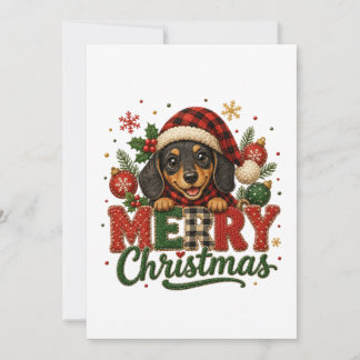 Cartes Pour Fêtes Annuelles Joyeux Noël teckel mignon