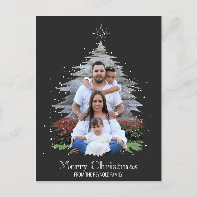 Cartes Pour Fêtes Annuelles Joyeux Noël tendance Silhouette Photo Grey (Devant)