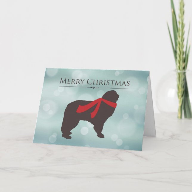 Cartes Pour Fêtes Annuelles Joyeux Noël, Terre-Neuve dans l'écharpe rouge, (Devant)