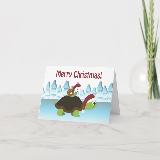 Cartes Pour Fêtes Annuelles Joyeux Noël ! Tortue et escargot (Devant)