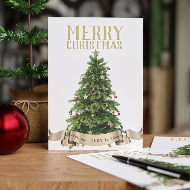 Cartes Pour Fêtes Annuelles Joyeux Noël Tree Festive (Merry Christmas from my family to yours!)