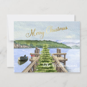Cartes Pour Fêtes Annuelles Joyeux Noël Tree Lake Budget PLAT