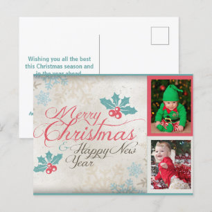 Cartes Pour Fêtes Annuelles Joyeux Noël Twin Baby Photo Holiday