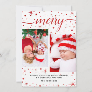 Cartes Pour Fêtes Annuelles Joyeux Noël typographie Festive Rouge 2-Photo