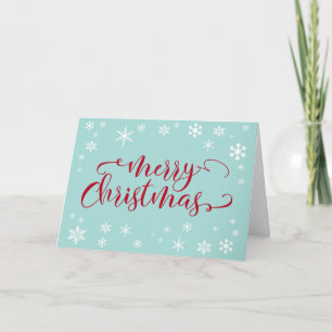 Cartes Pour Fêtes Annuelles Joyeux Noël Typographie rouge sur bleu œuf de Robi