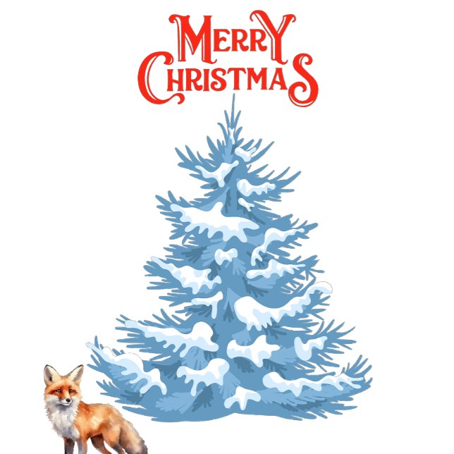 Cartes Pour Fêtes Annuelles Joyeux Noël Un renard marche dans la neige (Créateur téléchargé)