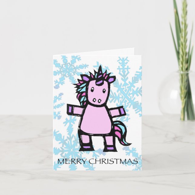 Cartes Pour Fêtes Annuelles Joyeux Noël - uri la licorne (Devant)