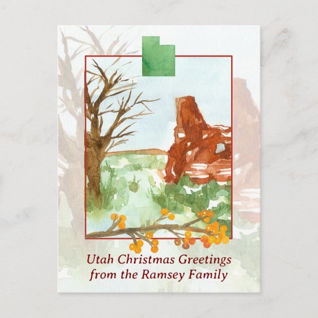 Cartes Pour Fêtes Annuelles Joyeux Noël Utah Red Rock Mountains Sud-ouest (Devant)