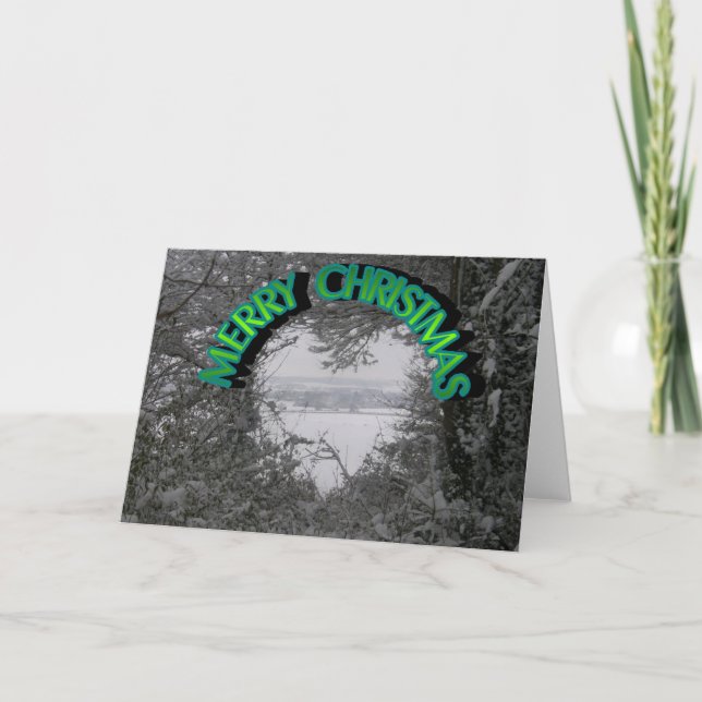 Cartes Pour Fêtes Annuelles Joyeux Noël Vacances Blanche hiver Neige Photo (Devant)