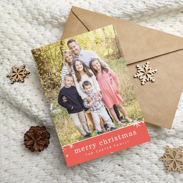 Cartes Pour Fêtes Annuelles JOYEUX NOËL vacances simple festif pétillant rouge (Créateur téléchargé)
