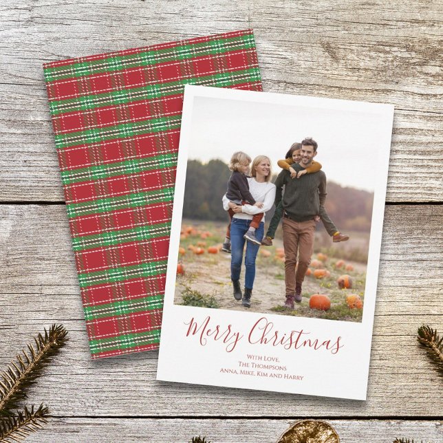 Cartes Pour Fêtes Annuelles Joyeux Noël Vacances Vert Rouge Pays Plaid (Créateur téléchargé)