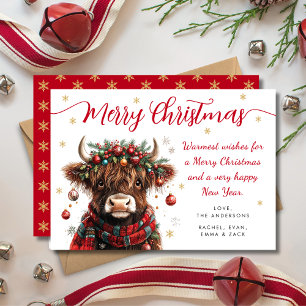 Cartes Pour Fêtes Annuelles Joyeux Noël Vache des Highlands Fête Mignonne