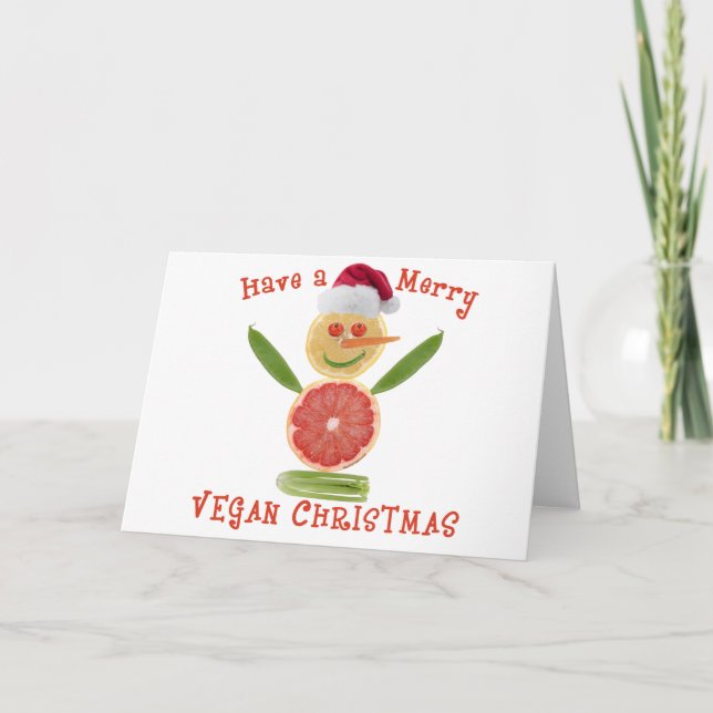 Cartes Pour Fêtes Annuelles Joyeux Noël végétalien (Devant)