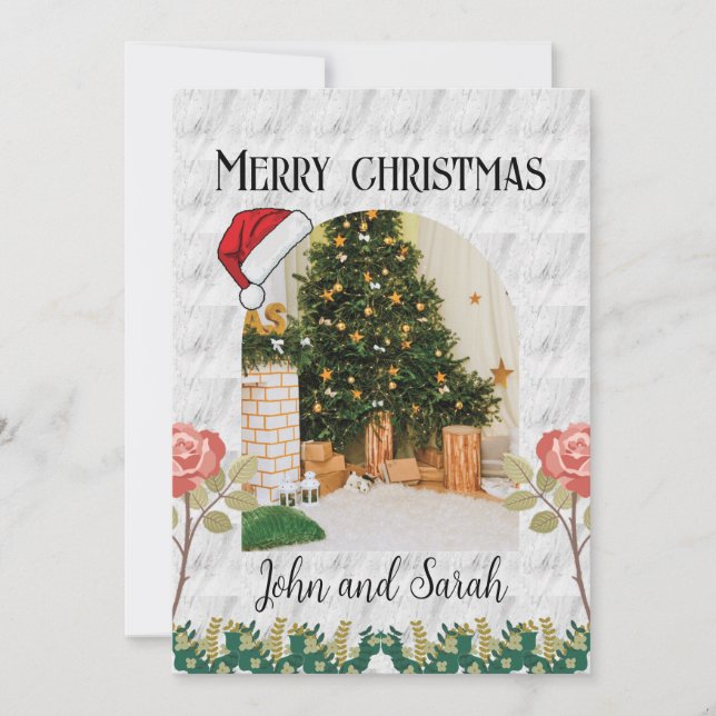 Cartes Pour Fêtes Annuelles Joyeux noël Verdure Foliage arche photo Moderne (Devant)