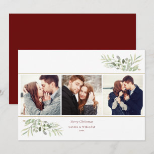 Cartes Pour Fêtes Annuelles Joyeux Noël vert 3 Photo Collage