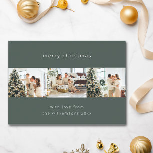 Cartes Pour Fêtes Annuelles Joyeux Noël vert 4 Collage de photos Horizontal