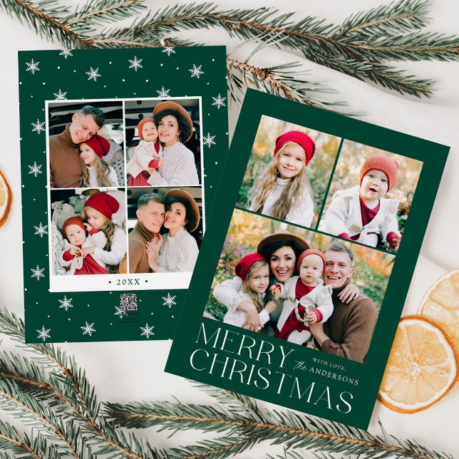Cartes Pour Fêtes Annuelles Joyeux Noël vert 7 photo Collage (Créateur téléchargé)