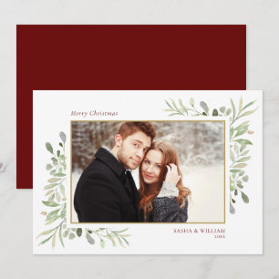 Cartes Pour Fêtes Annuelles Joyeux Noël vert Couple Photo