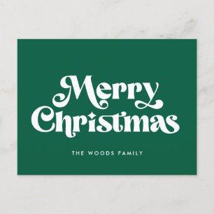 Cartes Pour Fêtes Annuelles Joyeux Noël vert du milieu du siècle rétro