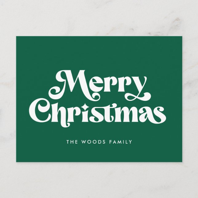 Cartes Pour Fêtes Annuelles Joyeux Noël vert du milieu du siècle rétro (Devant)