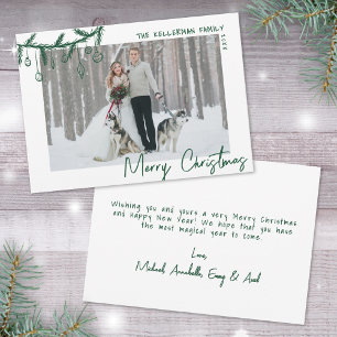 Cartes Pour Fêtes Annuelles Joyeux Noël Vert Fantaisiste Dessiné à la Main