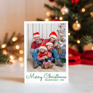 Cartes Pour Fêtes Annuelles Joyeux Noël vert festif avec photo