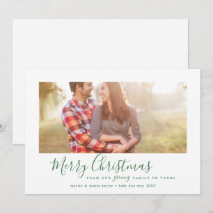 Cartes Pour Fêtes Annuelles Joyeux Noël vert minimal Notre famille grandissant